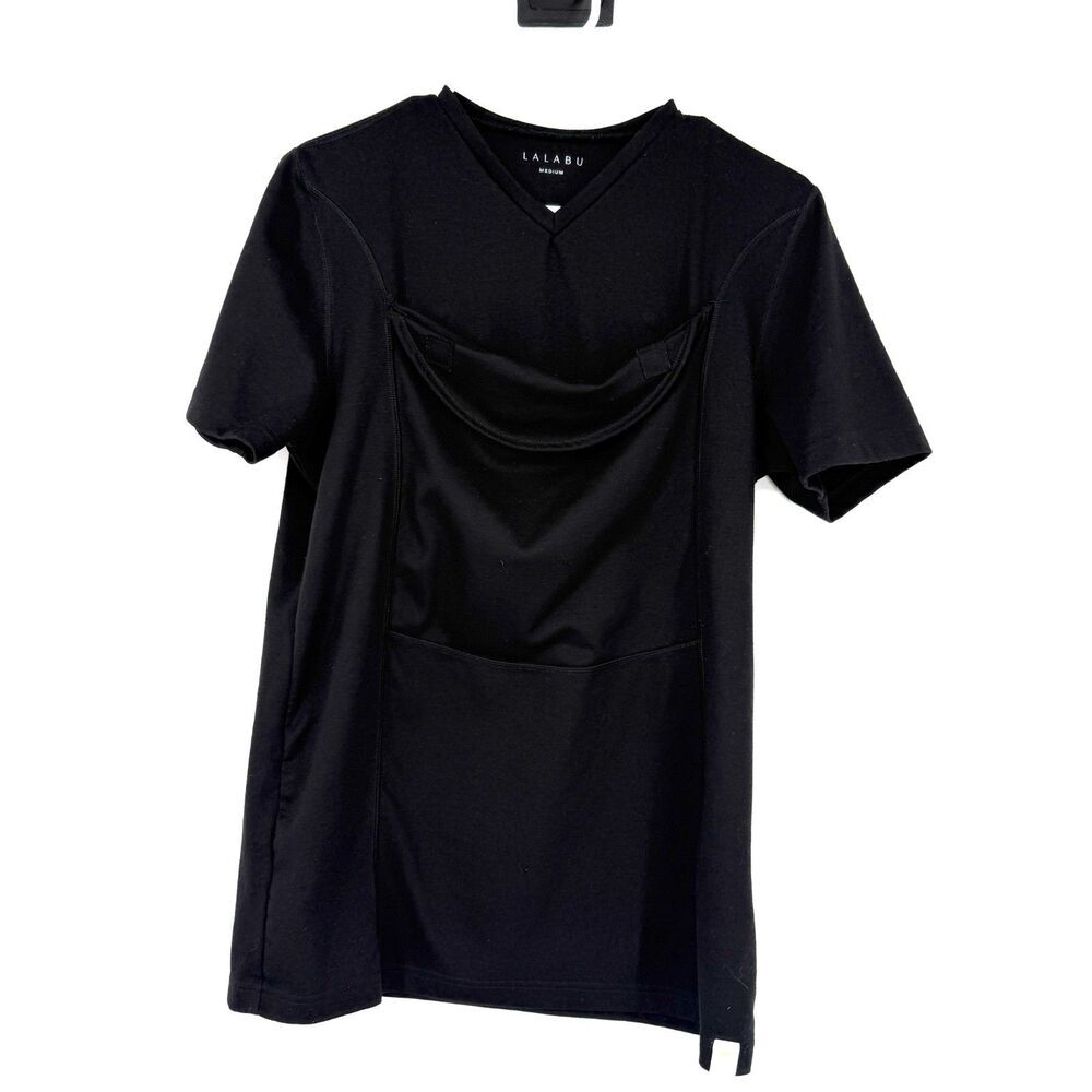 Lalabu Shirt Black Dad Baby Kangaroo Pocket Stretch Cats Men Medium
